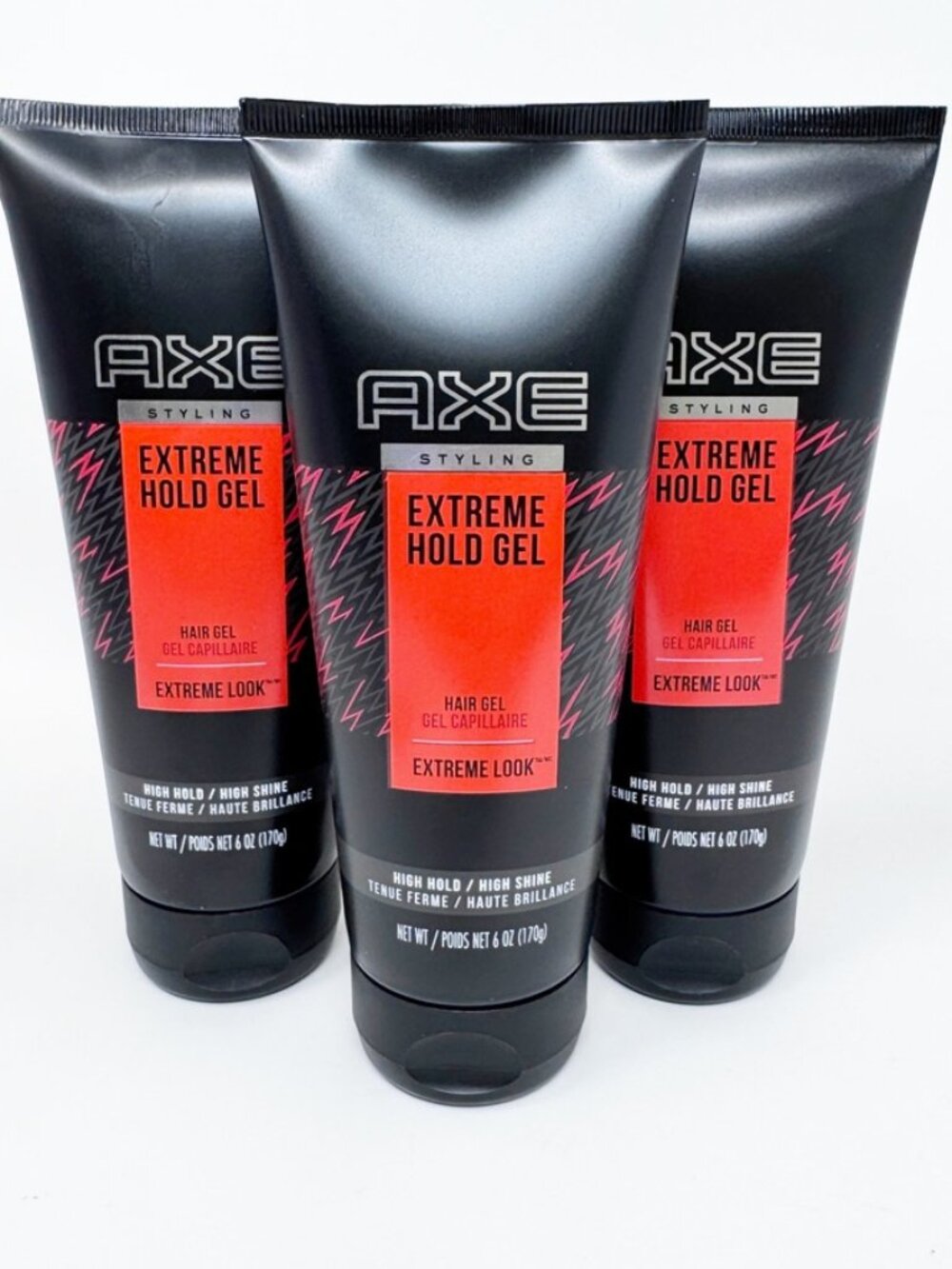 3 Axe Styling Extreme Hold Gel Hair Gel  High Hold High Shine  6 Oz. Each  NEW
